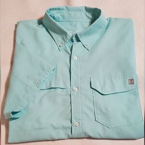 Huk Tide Point Men's Light Mint Green Casual Button Down Shirt. Sz XL